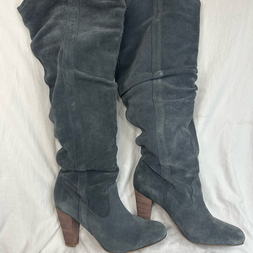 Zara Knee High Gray Boots Women’s 7.5 Grey Size 39 With Heel